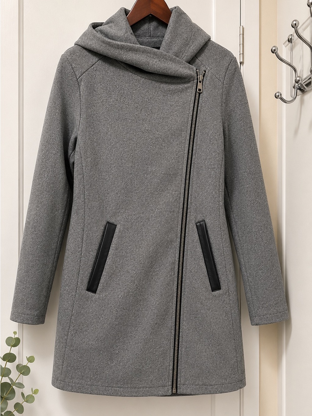 Gray Moto Jacket Asymmetrical Zip Lightweight Women’s Small